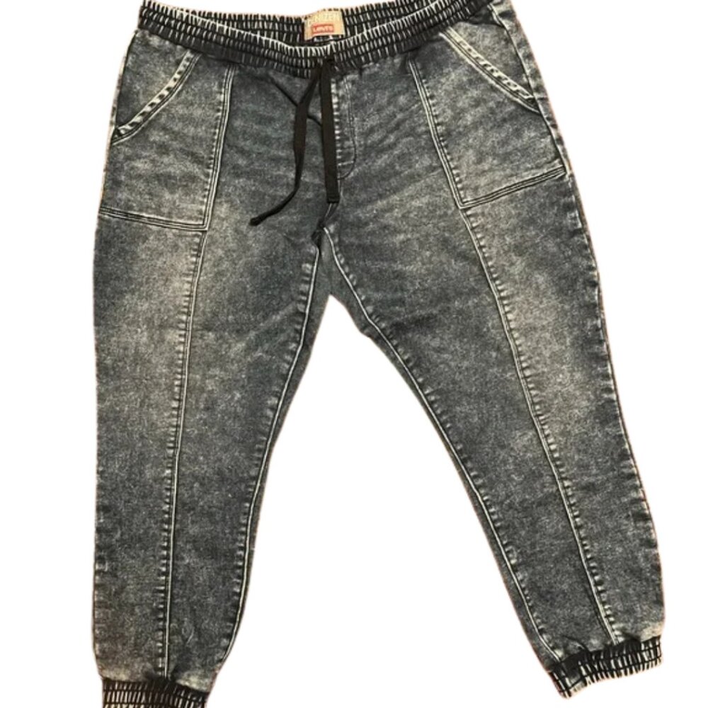 Levi's Denizen Juniors Size 17 Cuff Ankle Acid Washed Denim Draw String Joggers